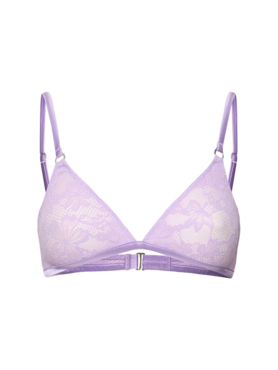 Fleur Du Mal: Le Stretch lace triangle bra - Lilac - women_0 | Luisa Via Roma