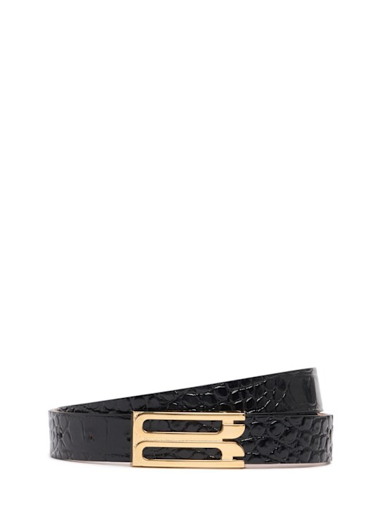 Victoria Beckham: Regular embossed leather frame belt - women_0 | Luisa Via Roma
