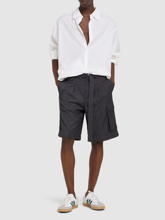 Dunst: Belted multi pocket poly blend shorts - Grey - men_1 | Luisa Via Roma