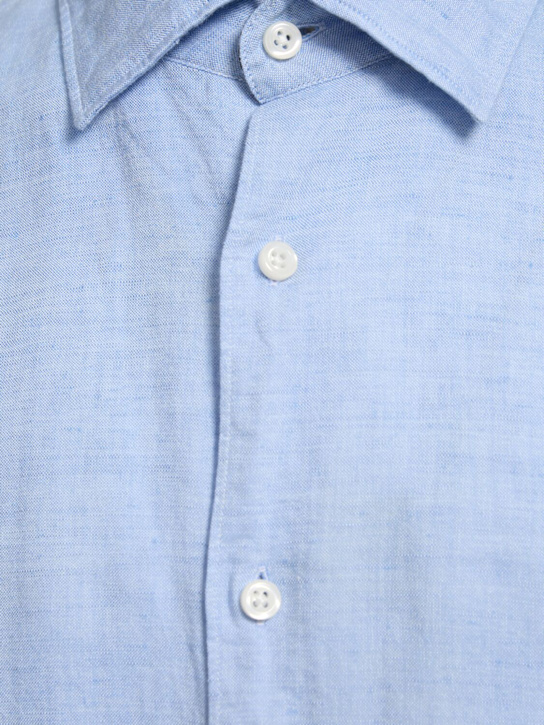 Boss: Kent linen & cotton shirt - Light/Pastel Bl - men_2 | Luisa Via Roma