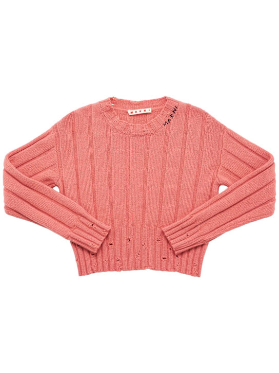Marni Junior: Viscose blend knit sweater - ピンク - kids-girls_0 | Luisa Via Roma