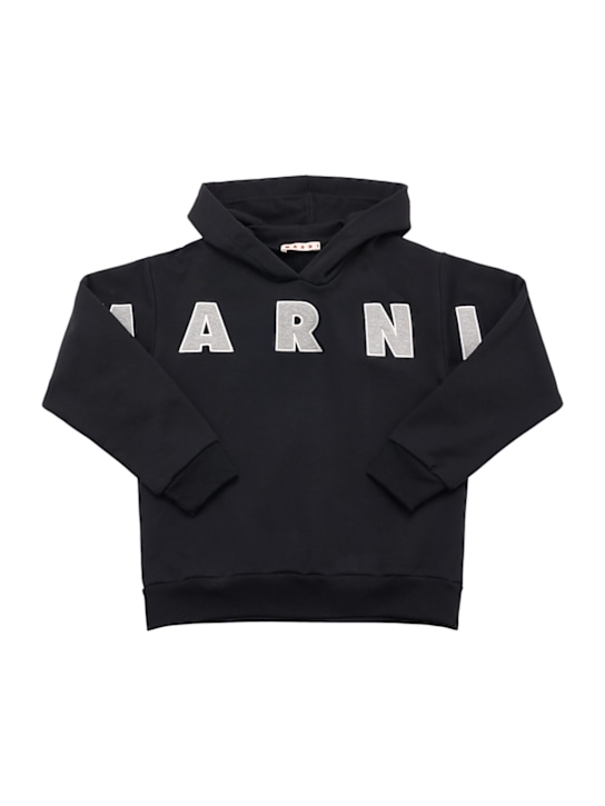 Marni Junior: Hooded cotton sweatshirt w/logo - ブラック - kids-girls_0 | Luisa Via Roma