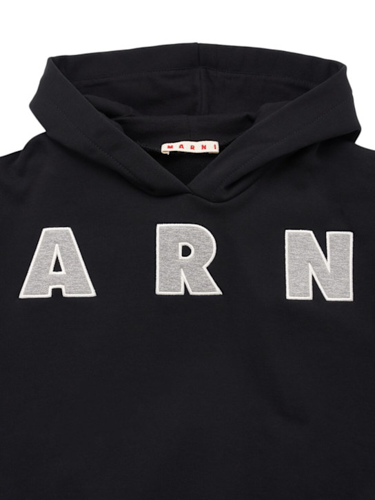 Marni Junior: Hooded cotton sweatshirt w/logo - ブラック - kids-girls_1 | Luisa Via Roma