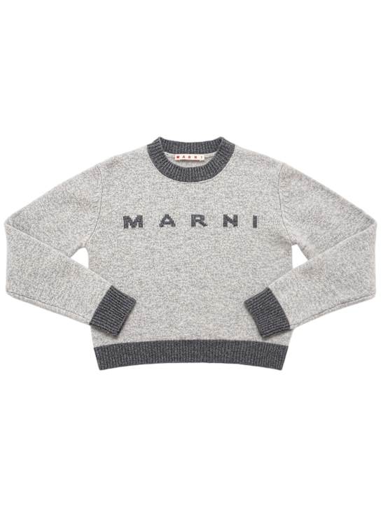 Marni Junior: Strickpullover aus Wolle und Kaschmir - Grau/Schwarz - kids-girls_0 | Luisa Via Roma