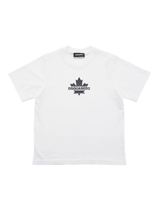 Dsquared2: Printed cotton jersey t-shirt - White - kids-boys_0 | Luisa Via Roma