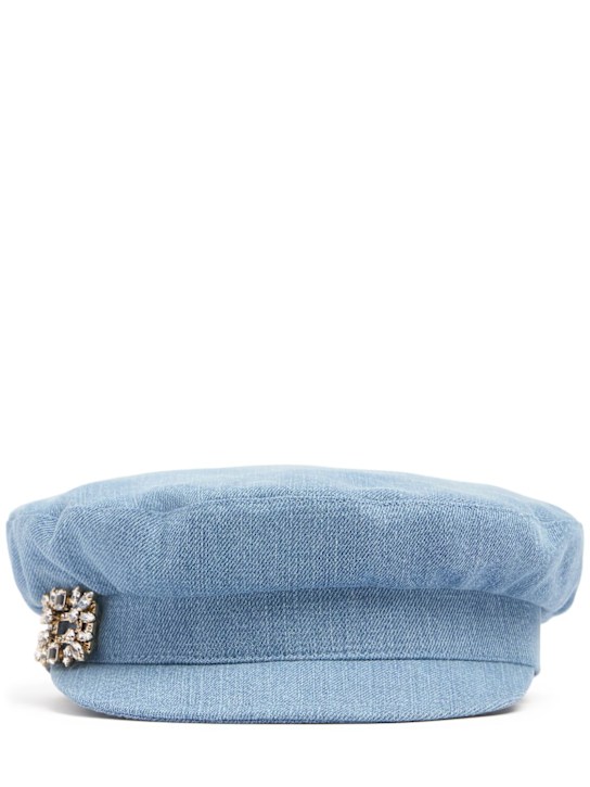Roger Vivier: RV crystal broach denim sailor cap - women_0 | Luisa Via Roma