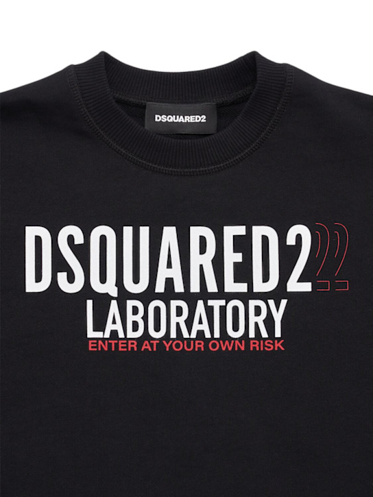 Dsquared2: Printed cotton crewneck sweatshirt - kids-boys_1 | Luisa Via Roma