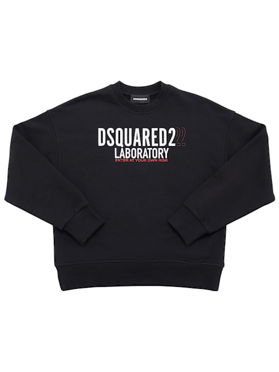 Dsquared2: Printed cotton crewneck sweatshirt - kids-boys_0 | Luisa Via Roma