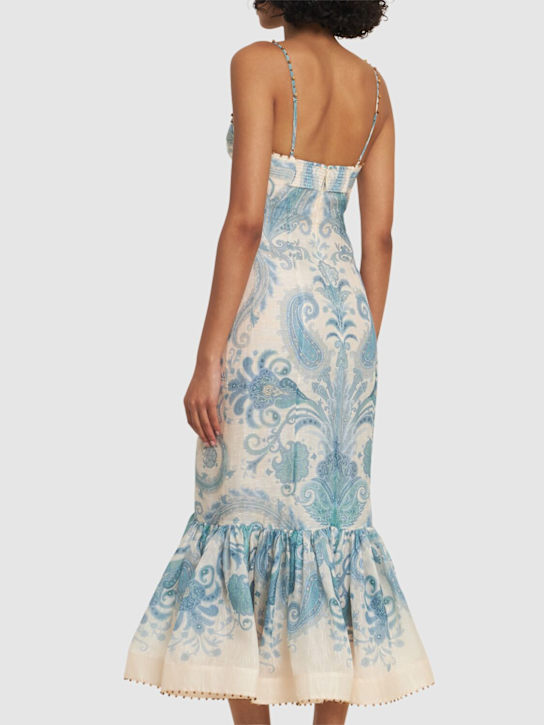 Zimmermann: Illuminate printed linen & silk gown - Blue/Multi - women_2 | Luisa Via Roma
