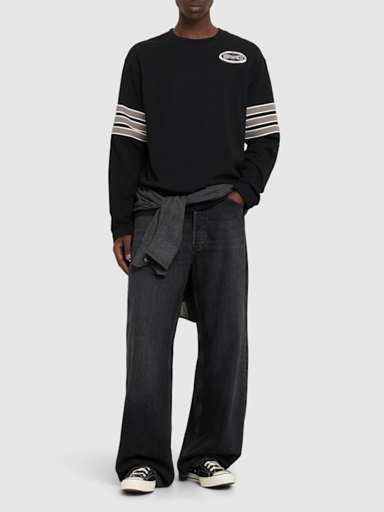 Awake NY: Varsity long sleeve jersey t-shirt - Black - men_1 | Luisa Via Roma