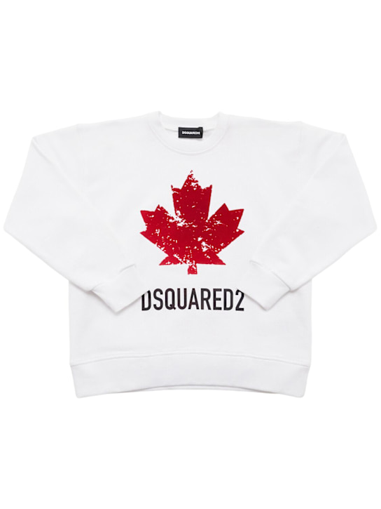 Dsquared2: Printed cotton crewneck sweatshirt - White - kids-boys_0 | Luisa Via Roma