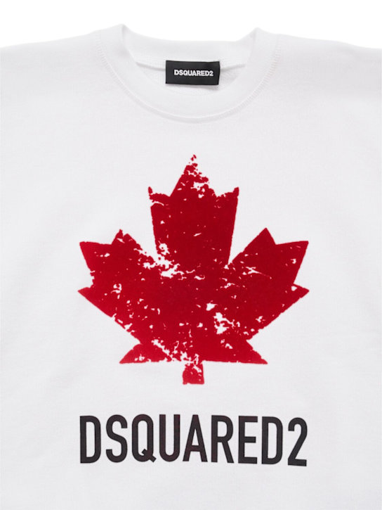 Dsquared2: Printed cotton crewneck sweatshirt - White - kids-boys_1 | Luisa Via Roma