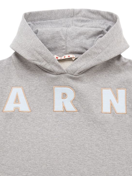 Marni Junior: 후드 코튼 로고 스웨트셔츠 - 그레이 - kids-boys_1 | Luisa Via Roma