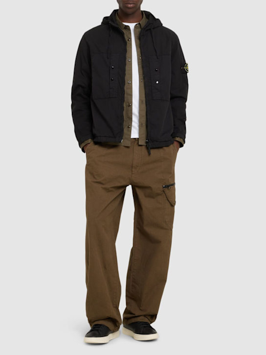 Stone Island: Short stretch cotton parka - men_1 | Luisa Via Roma