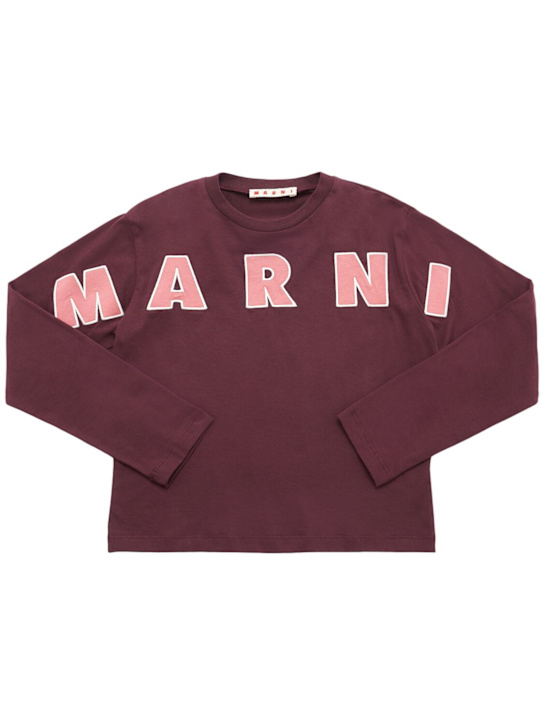 Marni Junior: Bedrucktes T-Shirt aus Baumwolljersey - Bordeaux - kids-girls_0 | Luisa Via Roma
