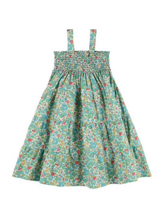 Mc2 Saint Barth: Vestido de algodón jersey con estampado - Verde/Azul - kids-girls_0 | Luisa Via Roma
