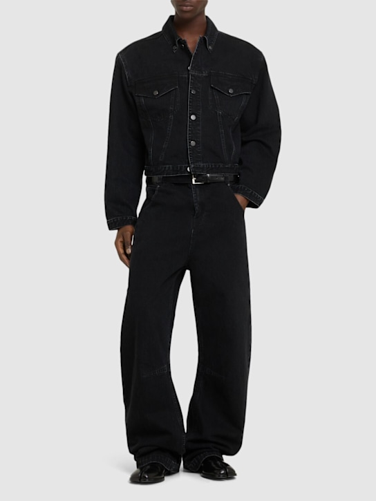 Entire Studios: Gem wide straight leg jeans - Black - men_1 | Luisa Via Roma