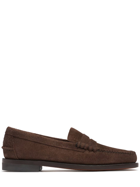 Sebago: Classic Dan flesh out suede loafers - Dark Brown - men_0 | Luisa Via Roma