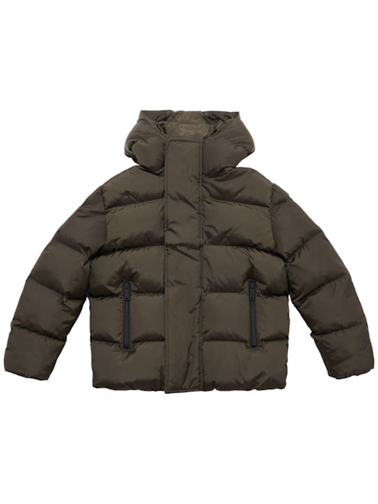 Dsquared2: Piumino in nylon con cappuccio - Marrone - kids-girls_0 | Luisa Via Roma