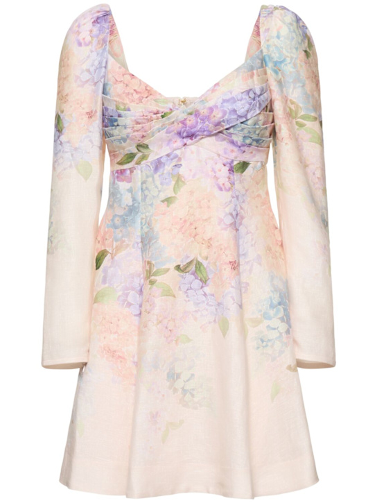 Zimmermann: Dawning puff sleeve linen mini dress - women_0 | Luisa Via Roma