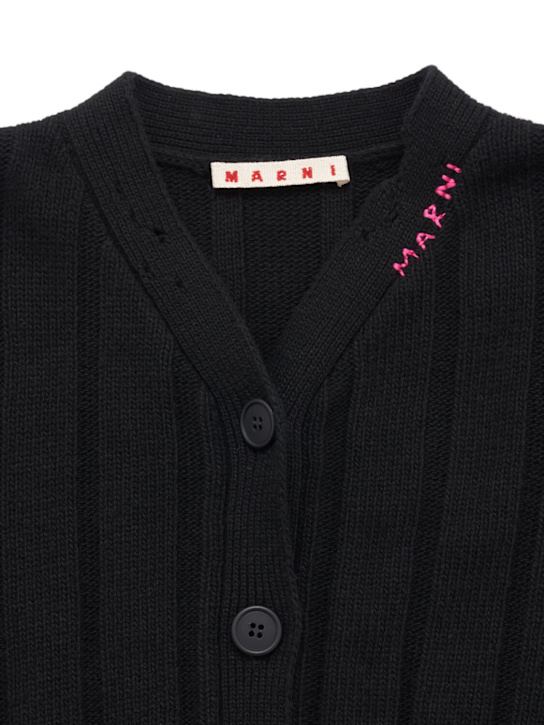 Marni Junior: Cardigan in maglia di misto viscosa - Nero - kids-girls_1 | Luisa Via Roma