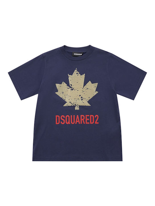 Dsquared2: Printed cotton jersey t-shirt - Blue - kids-boys_0 | Luisa Via Roma