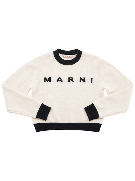 Marni Junior: Maglia in lana e cashmere - Bianco/Nero - kids-girls_0 | Luisa Via Roma