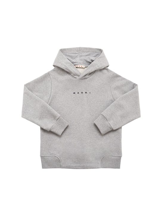 Marni Junior: Printed cotton hooded sweatshirt - グレー - kids-boys_0 | Luisa Via Roma