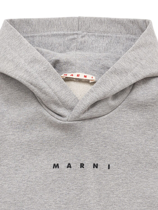 Marni Junior: Printed cotton hooded sweatshirt - グレー - kids-boys_1 | Luisa Via Roma
