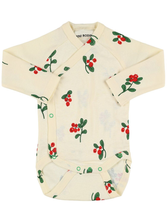 Mini Rodini: Tutina e pantaloni in jersey di cotone stampato - Off White - kids-girls_1 | Luisa Via Roma