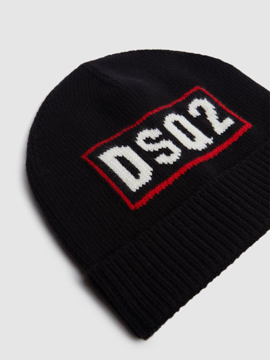 Dsquared2: Wool & cotton knit beanie - ブラック - kids-girls_1 | Luisa Via Roma