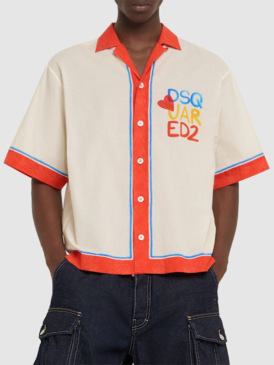 Dsquared2: Logo cotton bowling shirt - Mix Colours - men_2 | Luisa Via Roma
