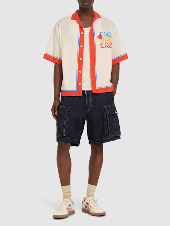 Dsquared2: Logo cotton bowling shirt - Mix Colours - men_1 | Luisa Via Roma