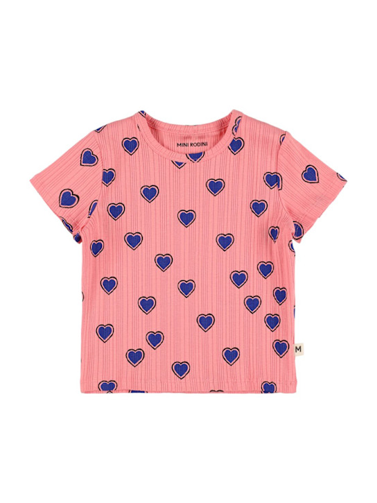 Mini Rodini: コットンブレンドジャージーTシャツ - ピンク - kids-girls_0 | Luisa Via Roma
