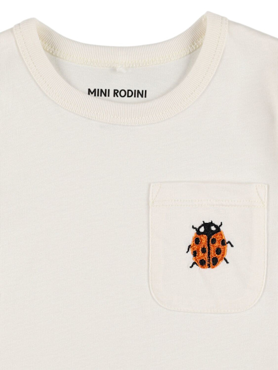Mini Rodini: Embroidered cotton jersey t-shirt - White - kids-boys_1 | Luisa Via Roma