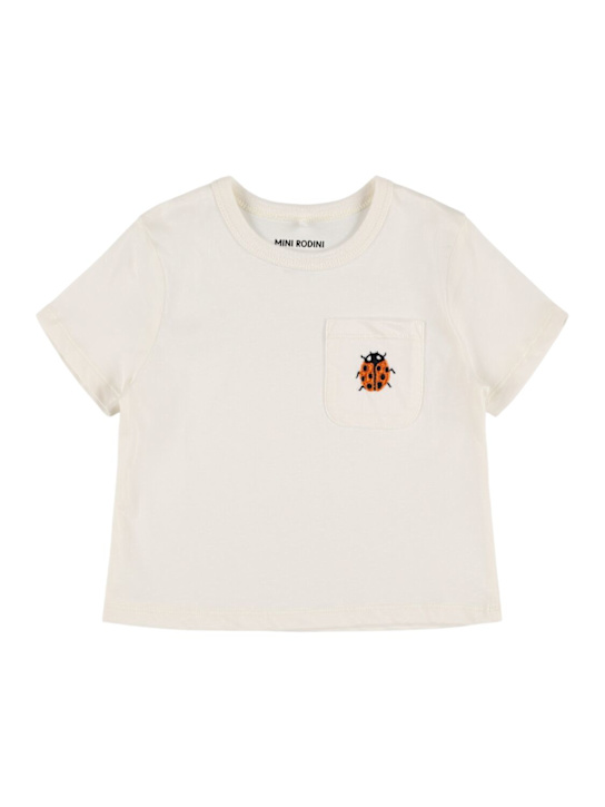 Mini Rodini: Embroidered cotton jersey t-shirt - White - kids-boys_0 | Luisa Via Roma