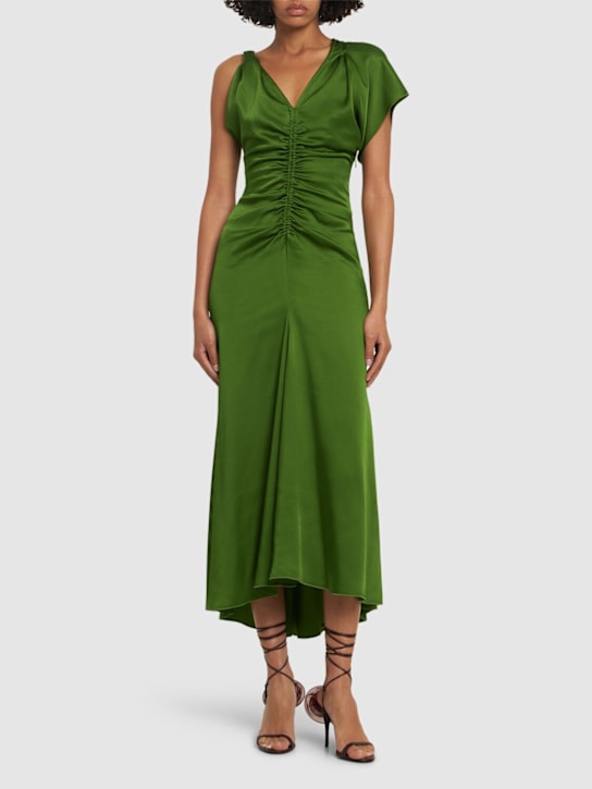 Victoria Beckham: アシンメトリー サテンミディドレス - women_1 | Luisa Via Roma