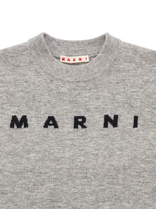 Marni Junior: Wool blend knit sweater - Grey/Black - kids-boys_1 | Luisa Via Roma