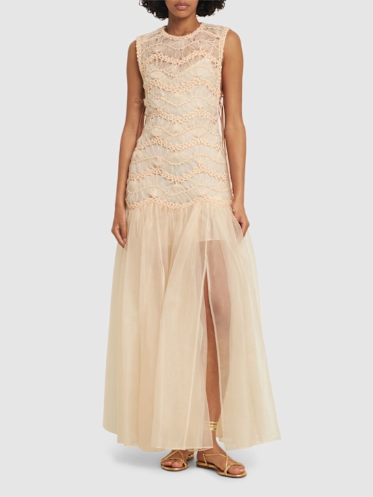 Zimmermann: Illuminate macramé silk maxi dress - Cream - women_1 | Luisa Via Roma