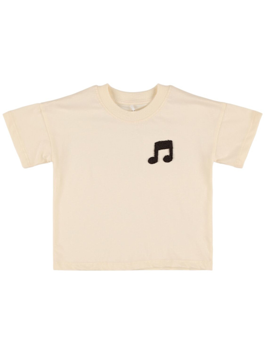 Mini Rodini: Embroidered cotton jersey t-shirt - Off White - kids-boys_0 | Luisa Via Roma