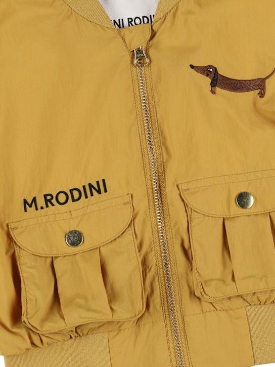 Mini Rodini: Embroidered nylon bomber jacket - Beige - kids-boys_1 | Luisa Via Roma