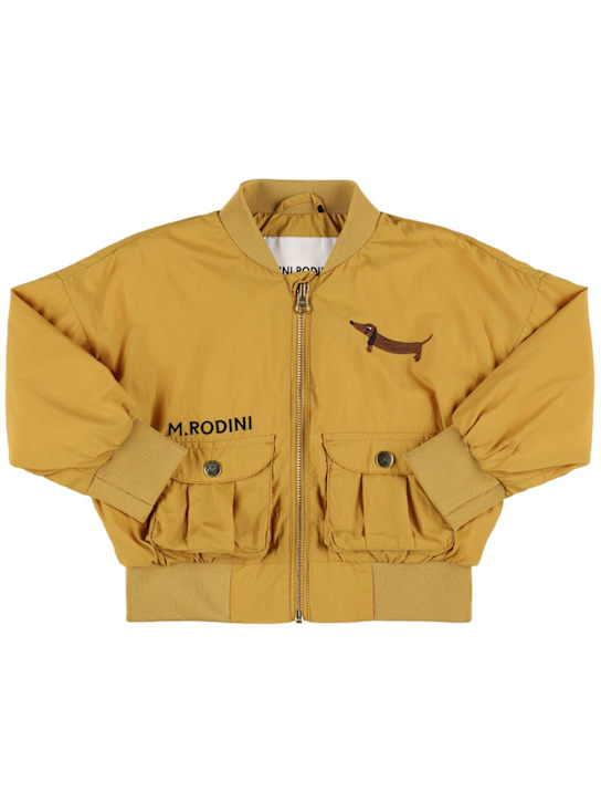 Mini Rodini: Embroidered nylon bomber jacket - Beige - kids-boys_0 | Luisa Via Roma