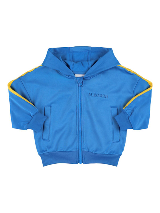 Mini Rodini: Zipped sweatshirt hoodie - Light Blue - kids-boys_0 | Luisa Via Roma