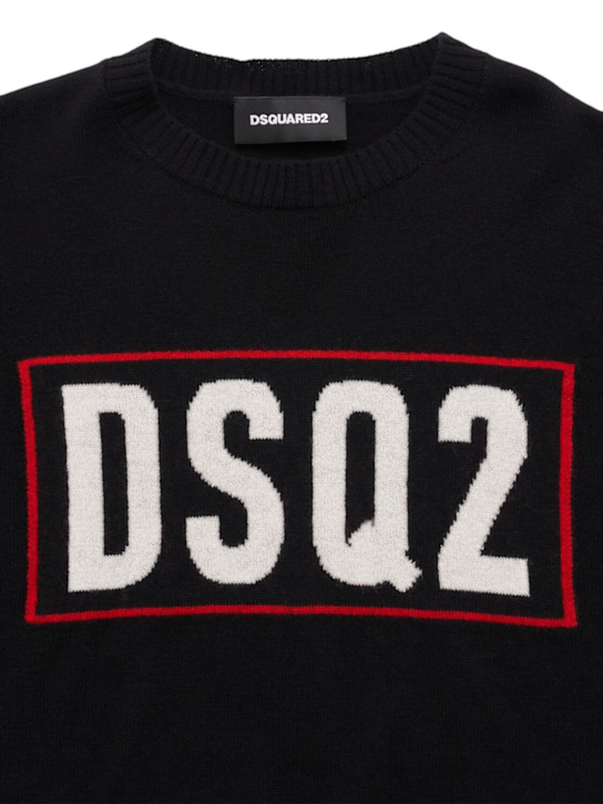 Dsquared2: Wool knit sweater - Black - kids-boys_1 | Luisa Via Roma