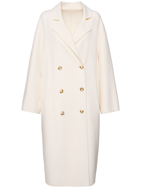 Loulou Studio: Borneo double breast wool long coat - Ivory - women_0 | Luisa Via Roma