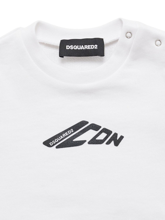 Dsquared2: Sweat-shirt en coton à col rond - Blanc - kids-boys_1 | Luisa Via Roma