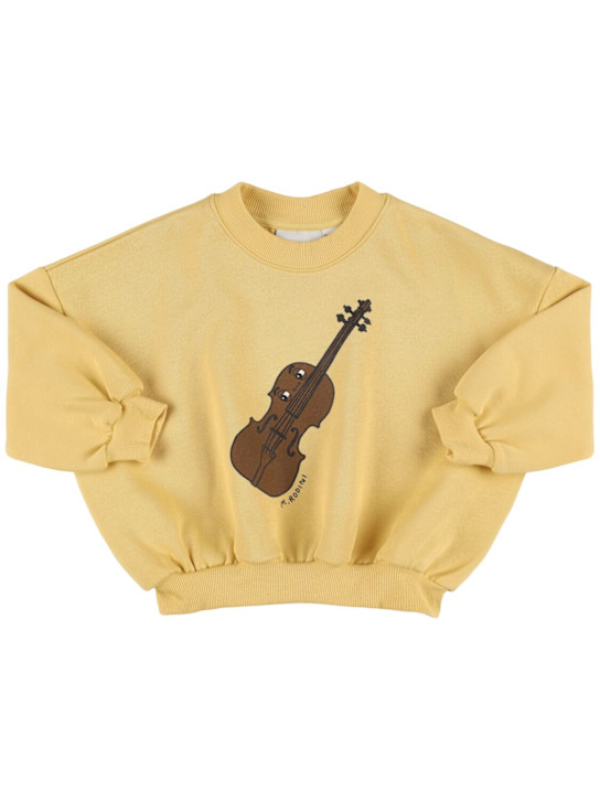 Mini Rodini: Printed cotton sweatshirt - Light Yellow - kids-boys_0 | Luisa Via Roma