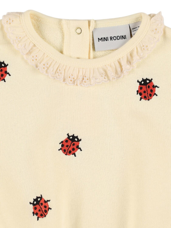 Mini Rodini: Felpa in cotone con ricami - Off White - kids-girls_1 | Luisa Via Roma