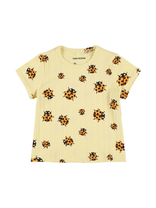 Mini Rodini: T-shirt in jersey di misto cotone con stampa - Giallo Chiaro - kids-girls_0 | Luisa Via Roma