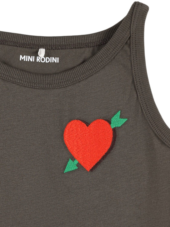 Mini Rodini: Vestito in jersey di cotone con ricami - Nero - kids-girls_1 | Luisa Via Roma